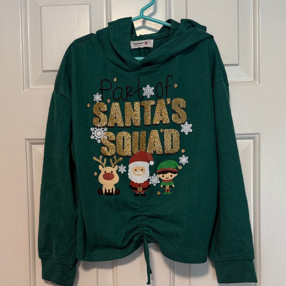Beautees Green Santa's Squad Kids Hoodie